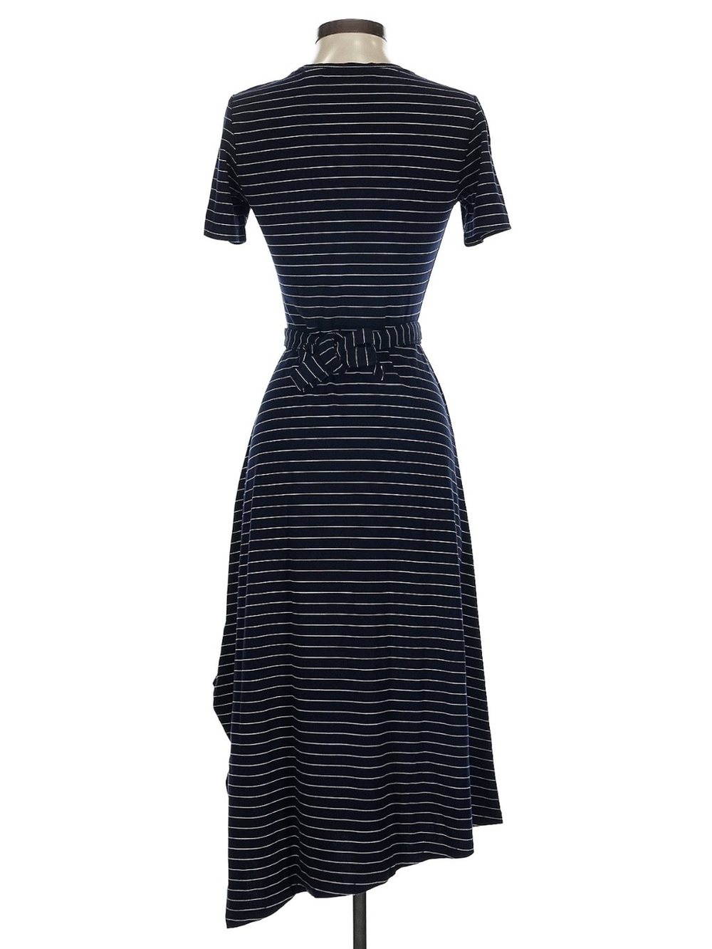Club Monaco Navy and White Striped Short-Sleeve Midi Dress - Picture 4 of 6